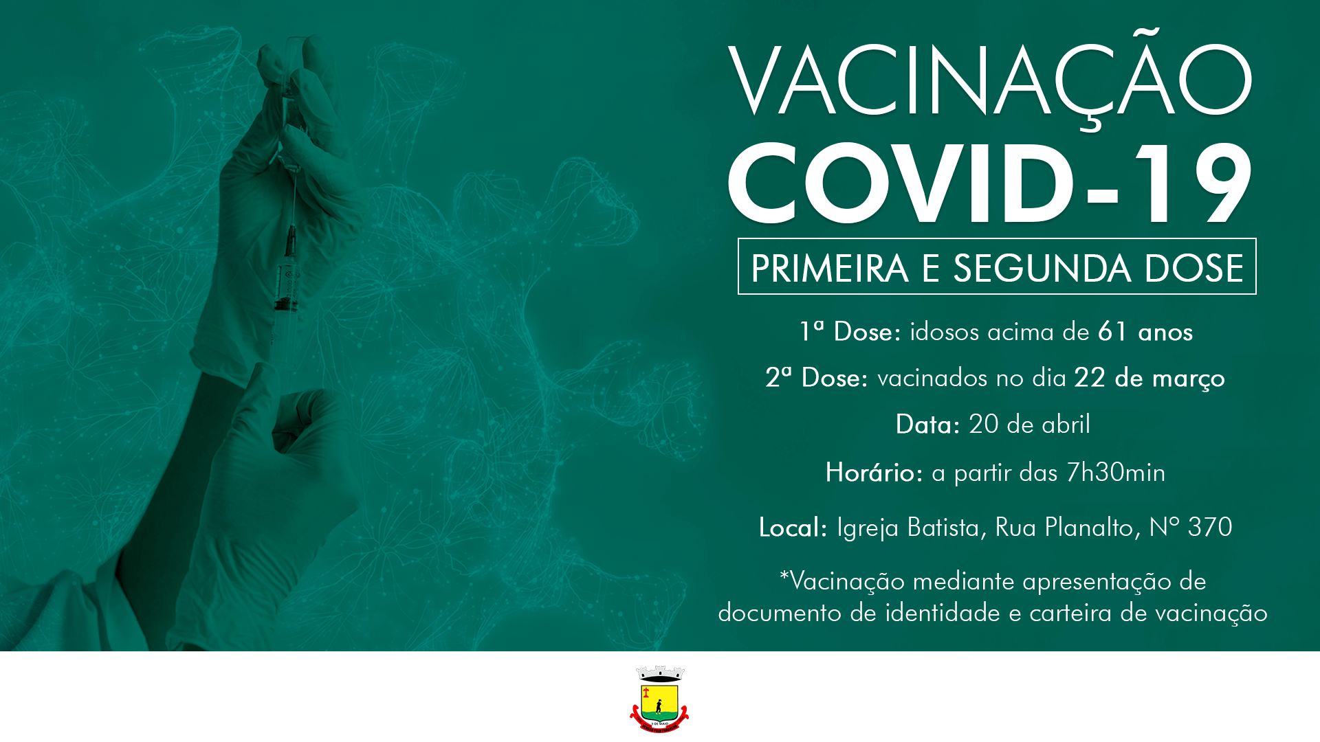 VACINAÇÃO CONTRA A COVID-19 EM IDOSOS COM MAIS DE 61 ANOS OCORRE NA TERÇA-FEIRA